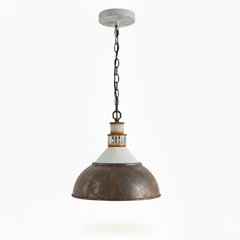 Kinsley Pendant Lamp - Rustic Industrial Iron Pendant | Distressed Vintage Farmhouse Lighting