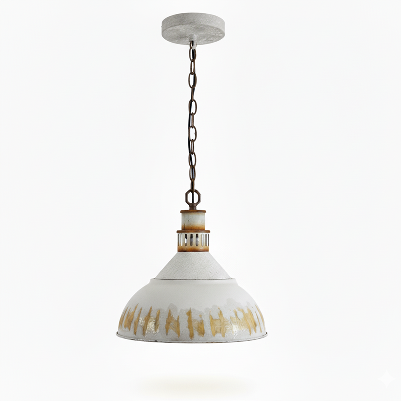 Kinsley Pendant Lamp - Rustic Industrial Iron Pendant | Distressed Vintage Farmhouse Lighting