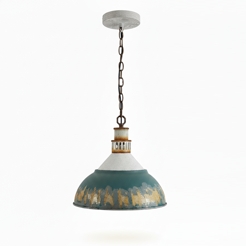 Kinsley Pendant Lamp - Rustic Industrial Iron Pendant | Distressed Vintage Farmhouse Lighting