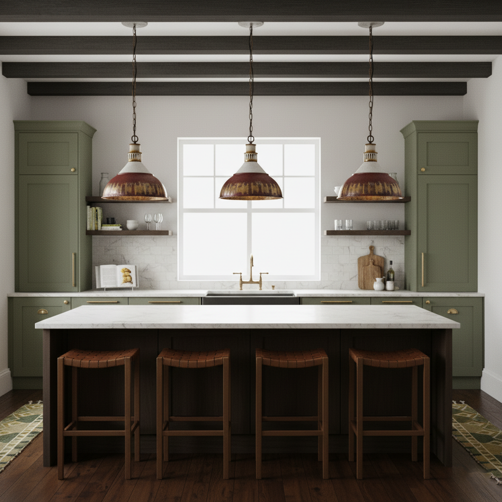 Kinsley Pendant Lamp - Rustic Industrial Iron Pendant | Distressed Vintage Farmhouse Lighting