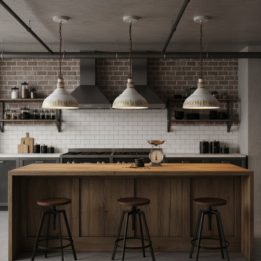 Kinsley Pendant Lamp - Rustic Industrial Iron Pendant | Distressed Vintage Farmhouse Lighting