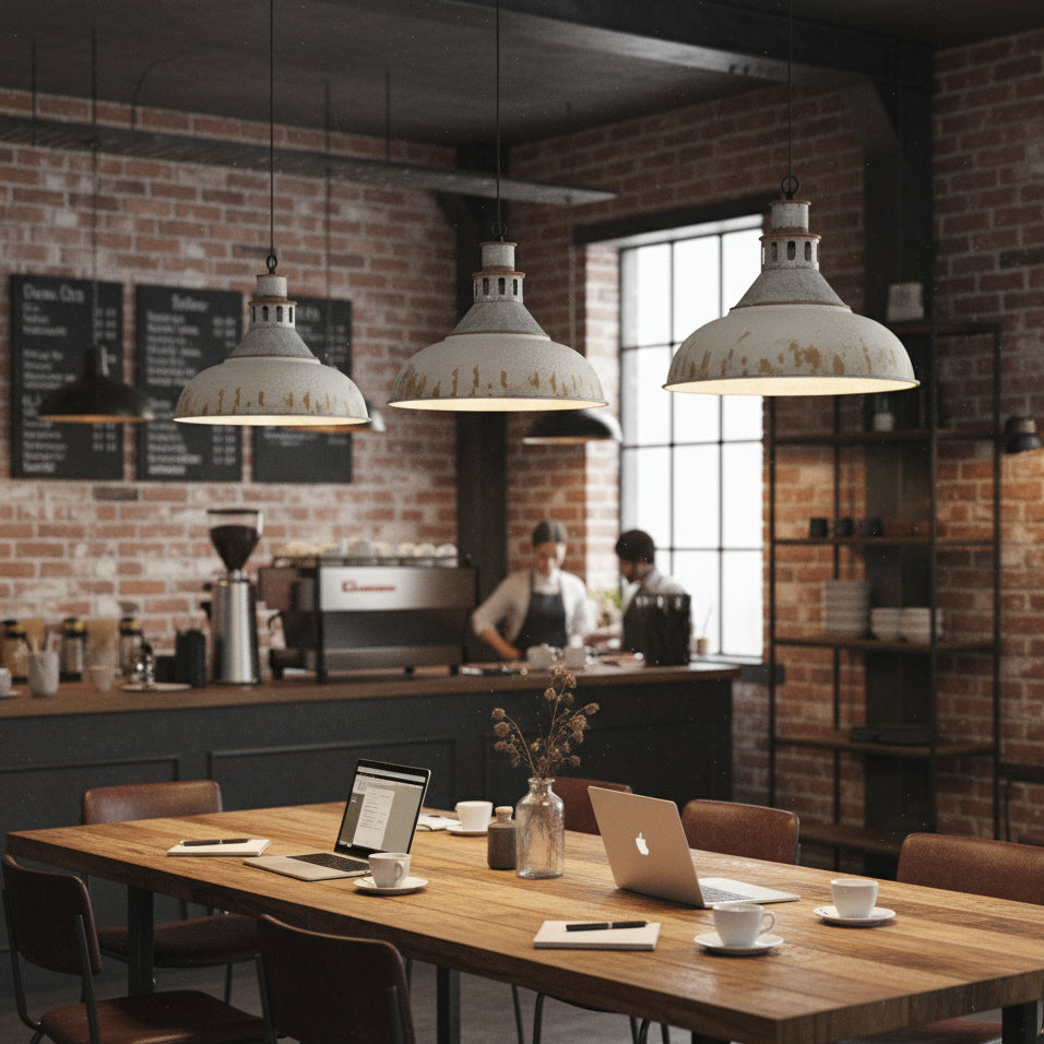 Kinsley Pendant Lamp - Rustic Industrial Iron Pendant | Distressed Vintage Farmhouse Lighting
