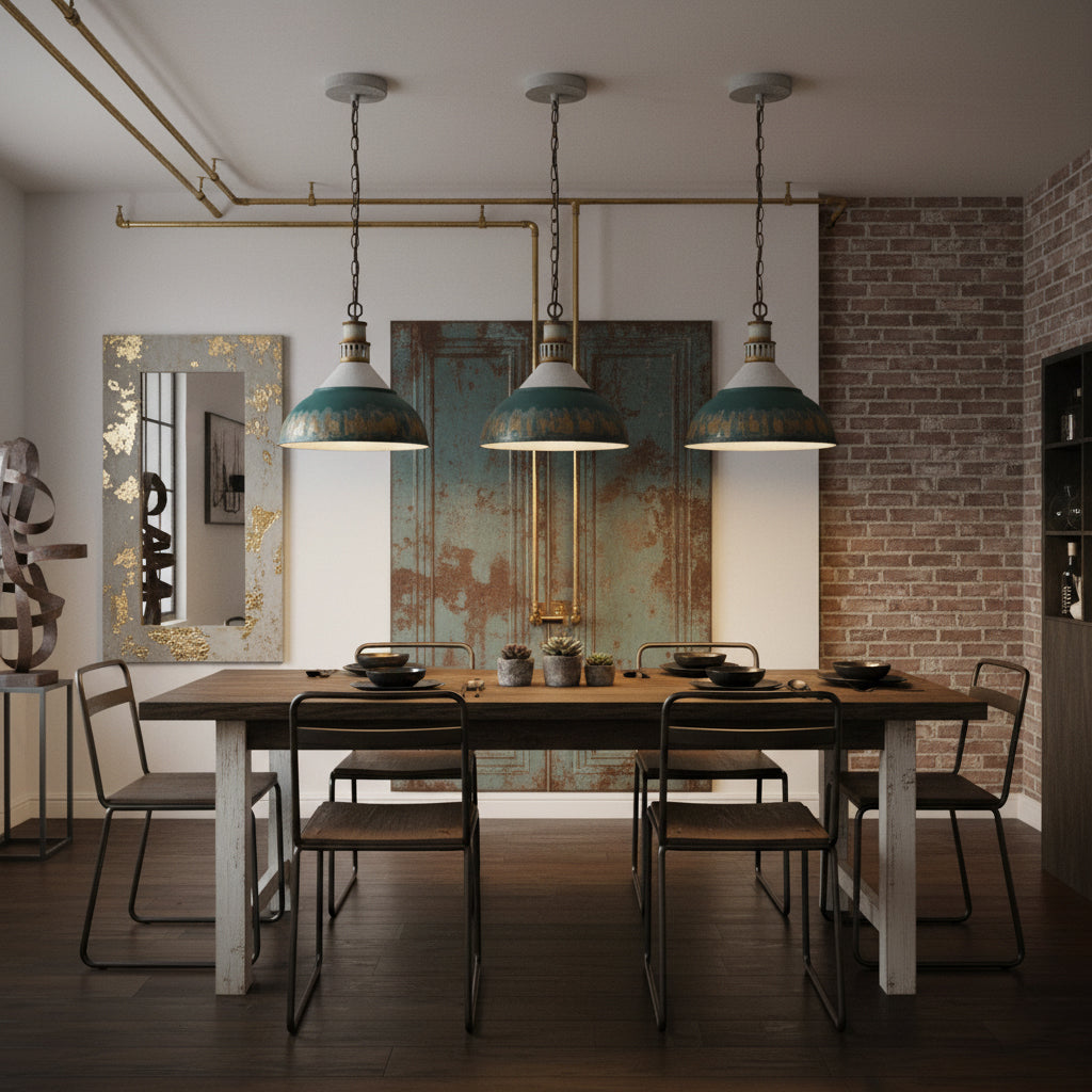 Kinsley Pendant Lamp - Rustic Industrial Iron Pendant | Distressed Vintage Farmhouse Lighting