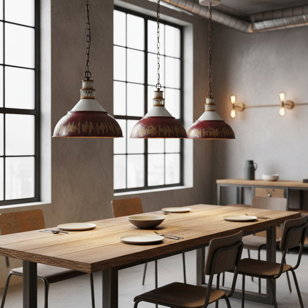 Kinsley Pendant Lamp - Rustic Industrial Iron Pendant | Distressed Vintage Farmhouse Lighting