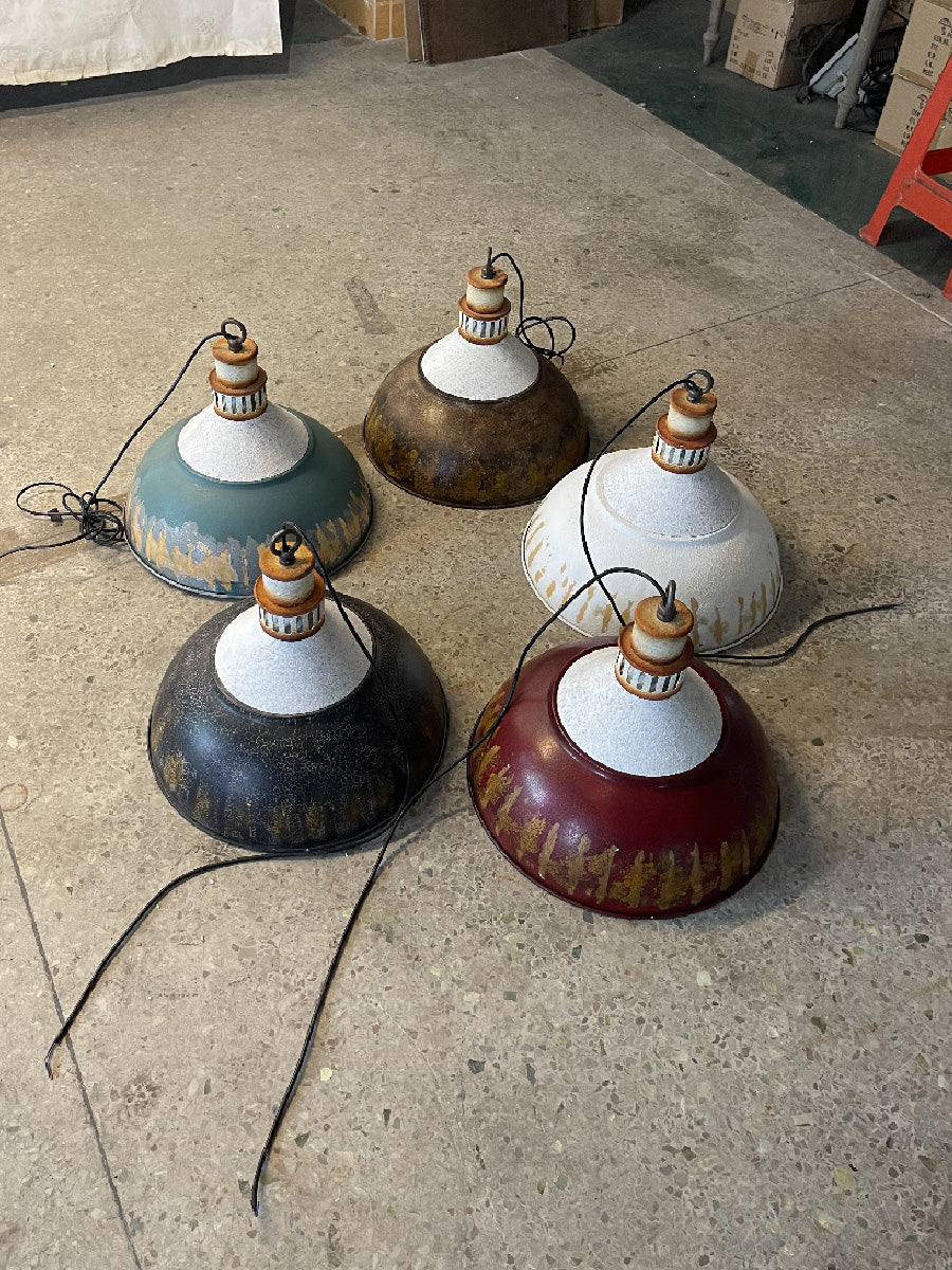Kinsley Pendant Lamp - Rustic Industrial Iron Pendant | Distressed Vintage Farmhouse Lighting