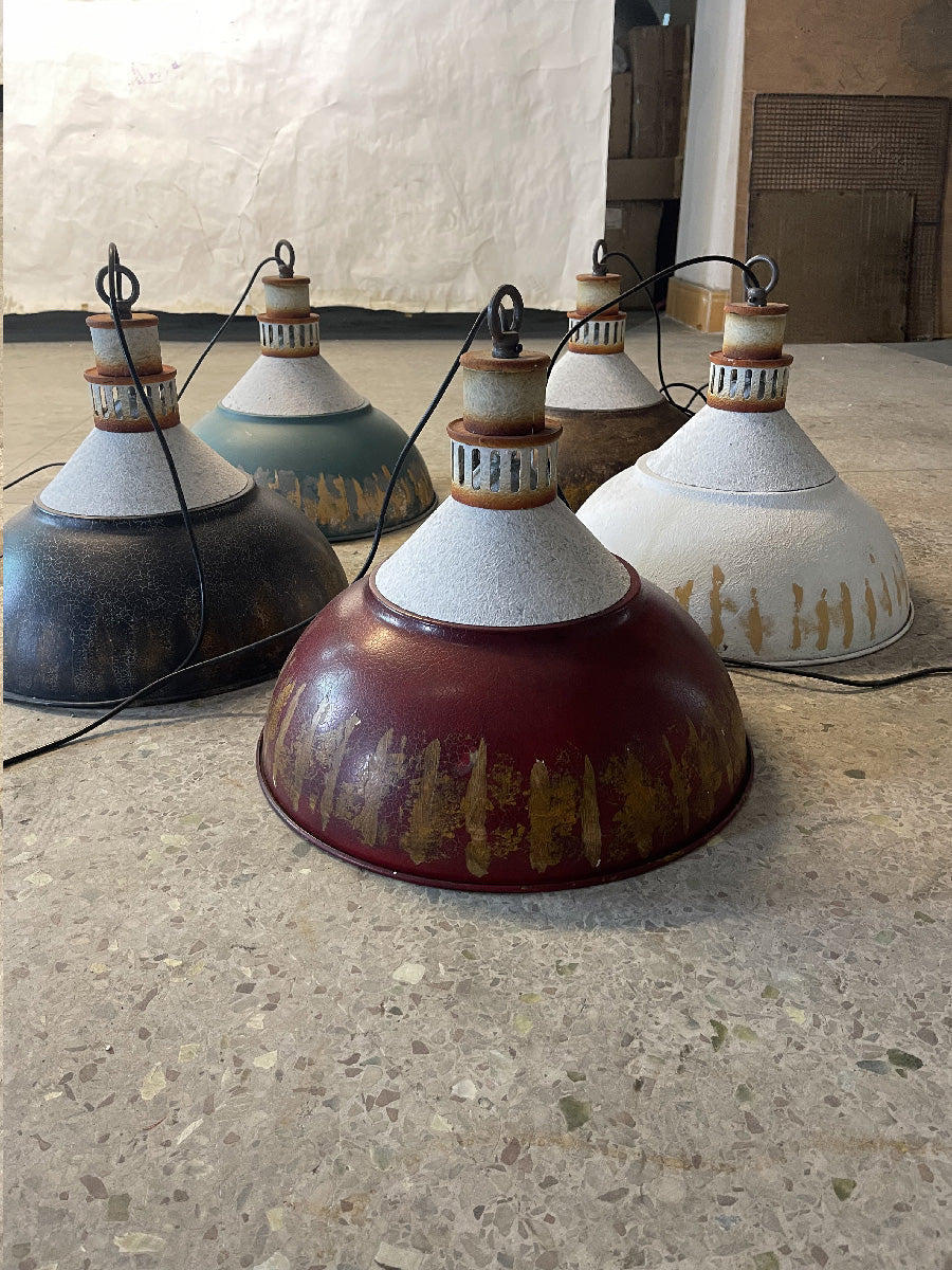 Kinsley Pendant Lamp - Rustic Industrial Iron Pendant | Distressed Vintage Farmhouse Lighting