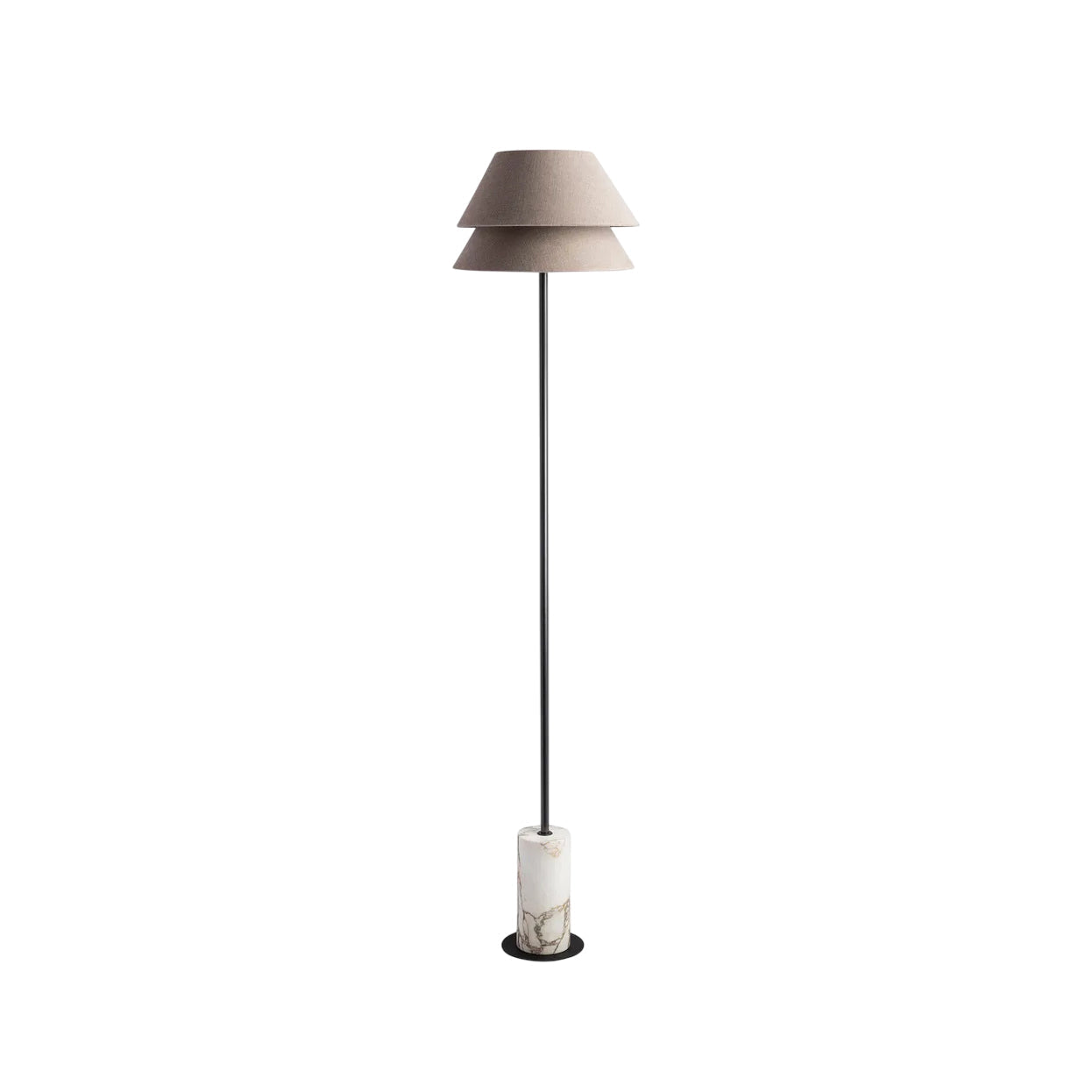 Kobi Floor Lamp - Italian Calacatta Gold Marble & Fabric Shade Floor Light