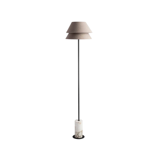 Kobi Floor Lamp - Italian Calacatta Gold Marble & Fabric Shade Floor Light
