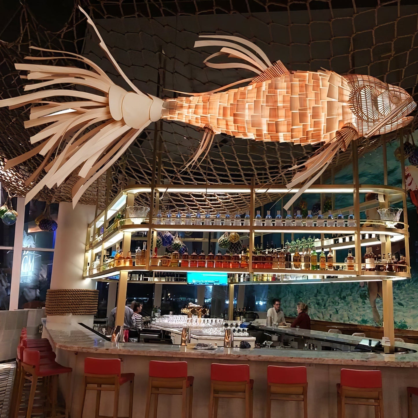 Koi Chandelier - Large Architectural Wood Koi Fish Chandelier | Symbolic Luxury Lighting