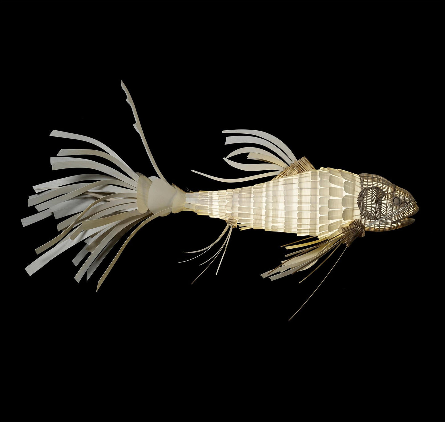 Koi Chandelier - Large Architectural Wood Koi Fish Chandelier | Symbolic Luxury Lighting