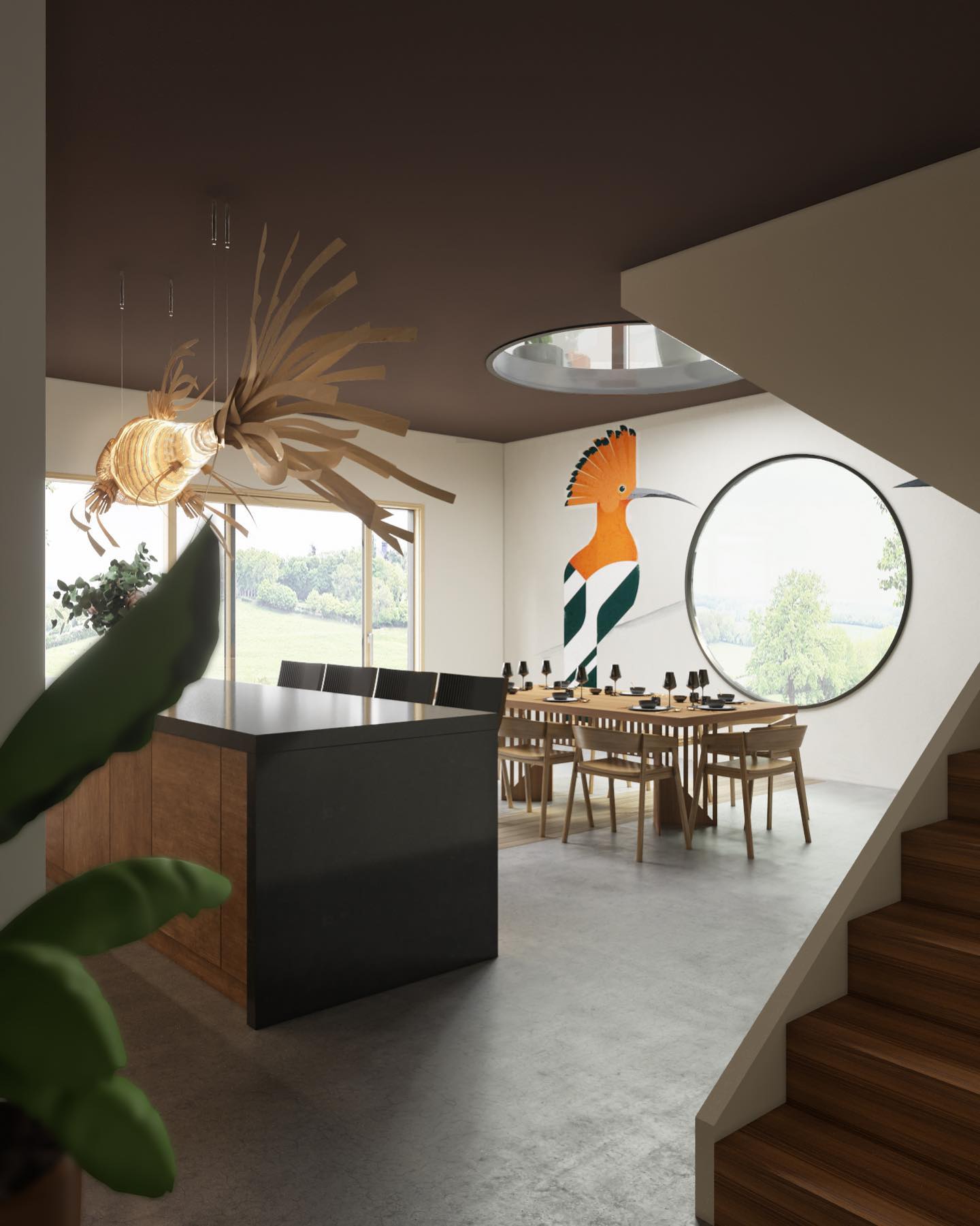 Koi Chandelier - Large Architectural Wood Koi Fish Chandelier | Symbolic Luxury Lighting