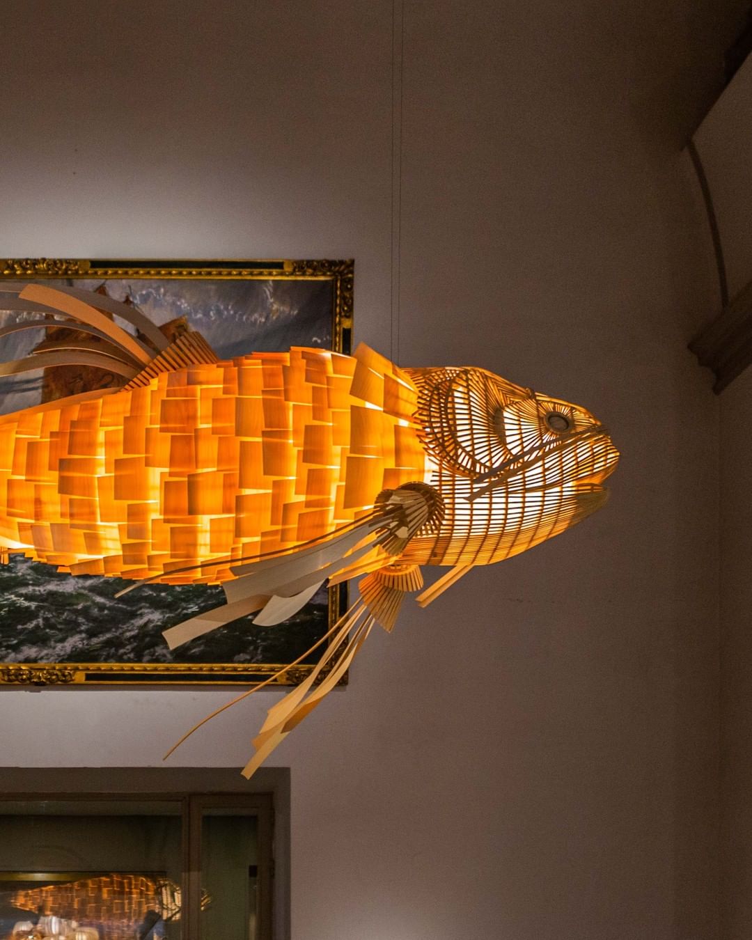 Koi Chandelier - Large Architectural Wood Koi Fish Chandelier | Symbolic Luxury Lighting