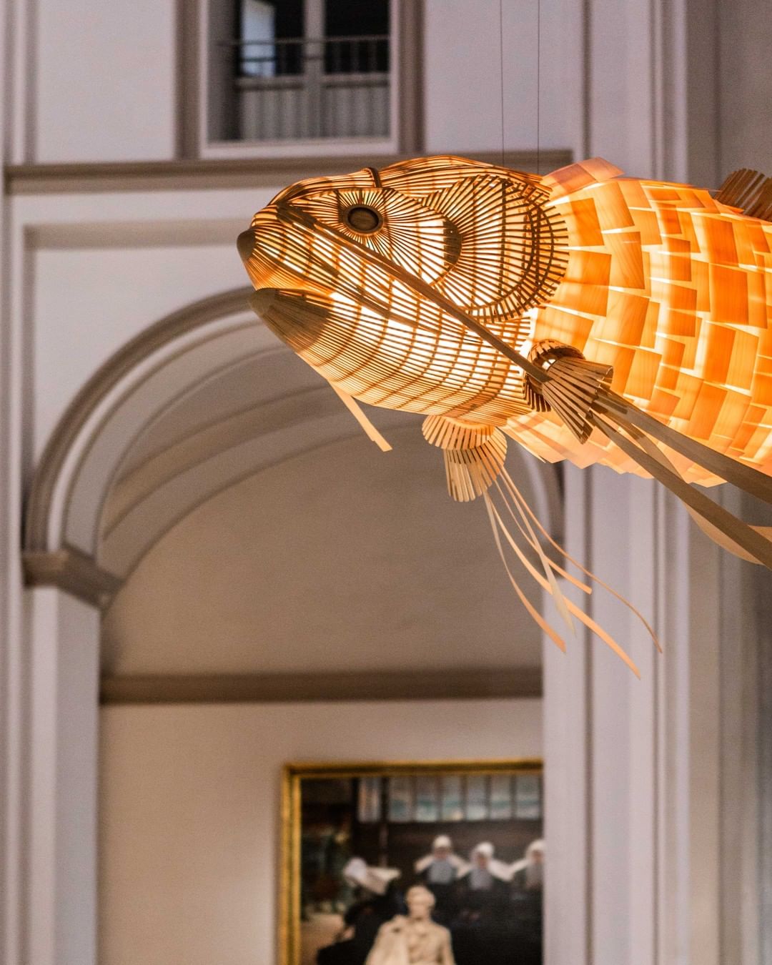 Koi Chandelier - Large Architectural Wood Koi Fish Chandelier | Symbolic Luxury Lighting