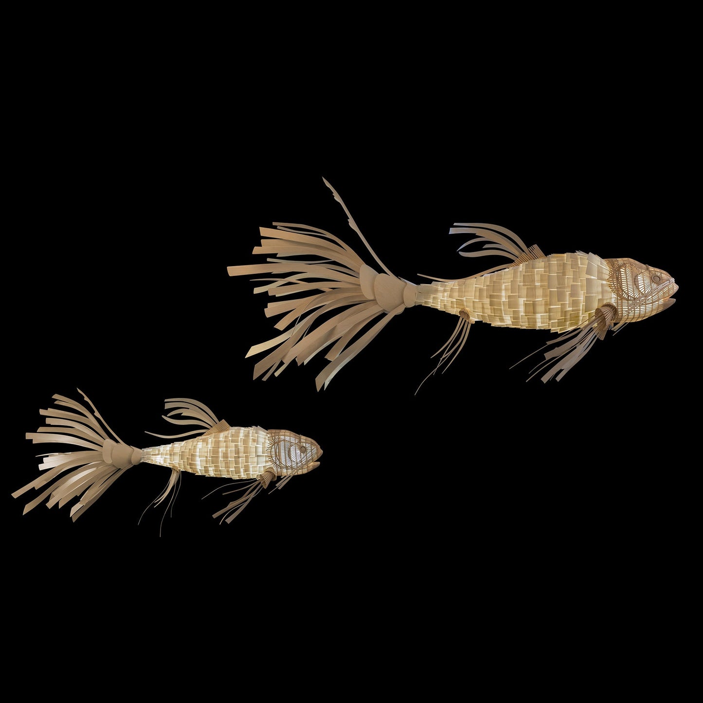 Koi Chandelier - Large Architectural Wood Koi Fish Chandelier | Symbolic Luxury Lighting