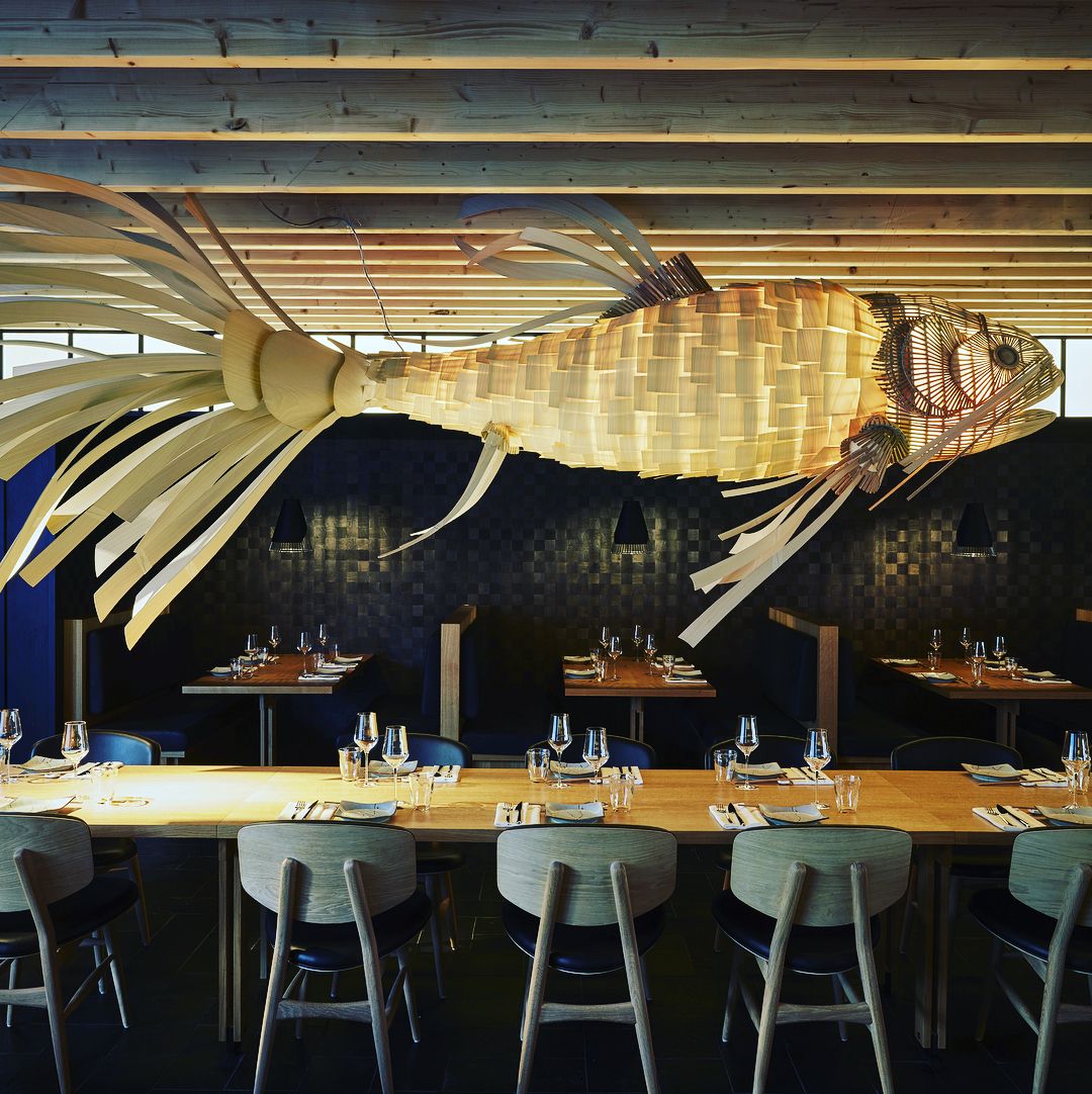 Koi Chandelier - Large Architectural Wood Koi Fish Chandelier | Symbolic Luxury Lighting