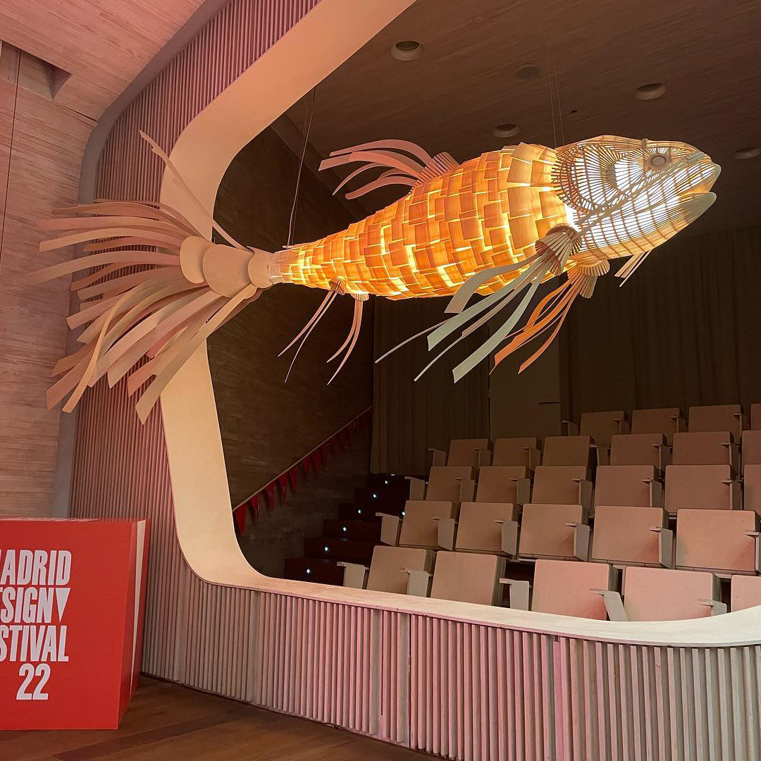 Koi Chandelier - Large Architectural Wood Koi Fish Chandelier | Symbolic Luxury Lighting