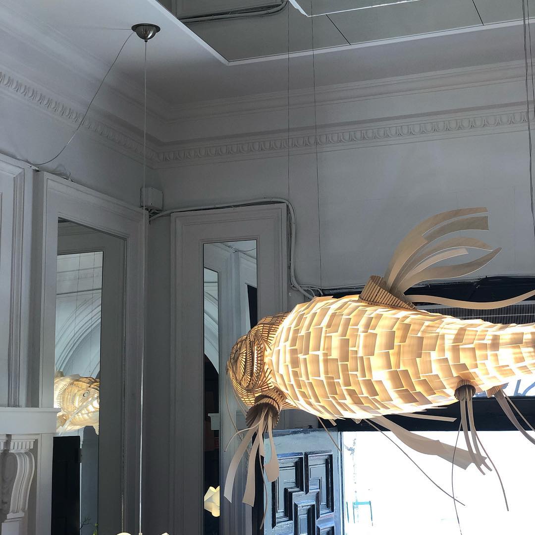 Koi Chandelier - Large Architectural Wood Koi Fish Chandelier | Symbolic Luxury Lighting