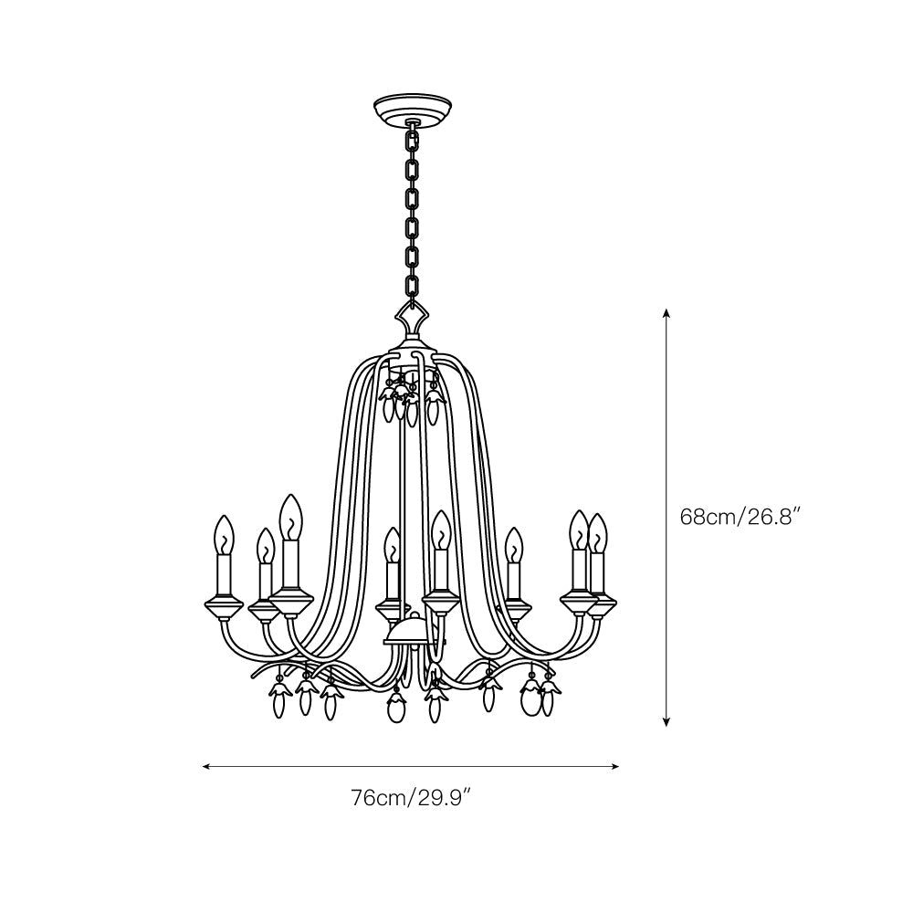 Kora Chandelier - Traditional Sand Nickel & Crystal 8-Light Chandelier