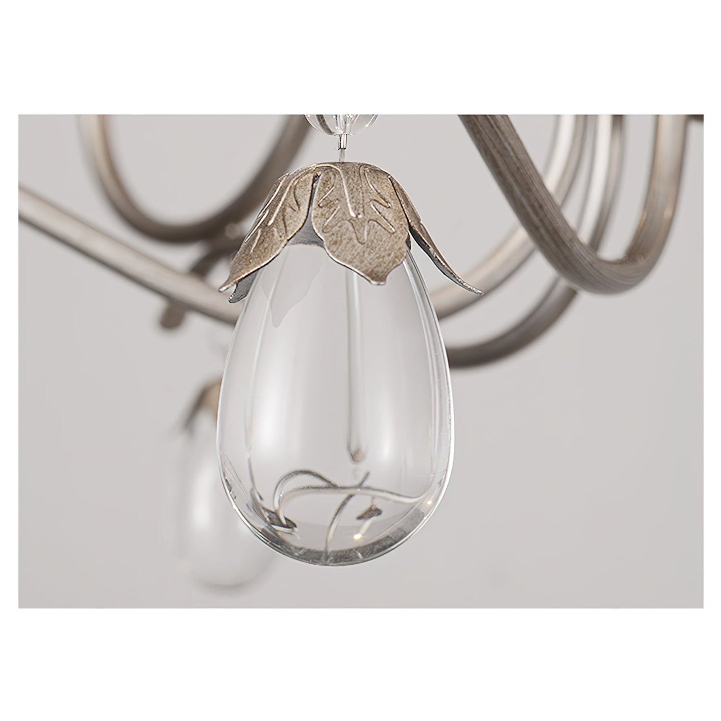 Kora Chandelier - Traditional Sand Nickel & Crystal 8-Light Chandelier