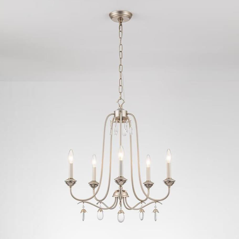 Kora Chandelier - Traditional Sand Nickel & Crystal 8-Light Chandelier