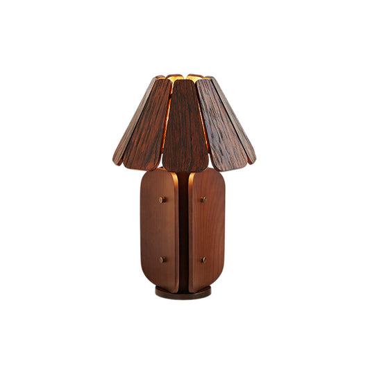 Kubec Table Lamp - Modern Slatted Wood Desk Light | Walnut & Oak Finish