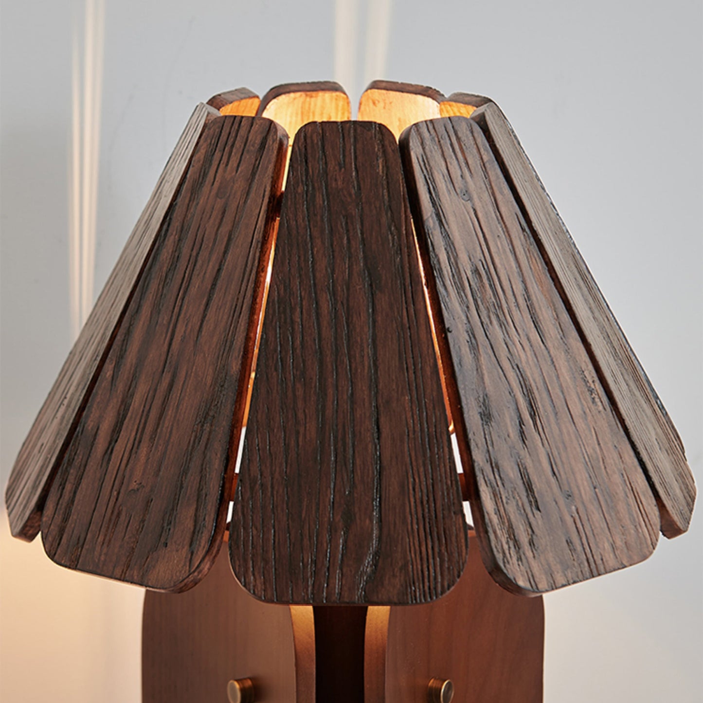 Kubec Table Lamp - Modern Slatted Wood Desk Light | Walnut & Oak Finish