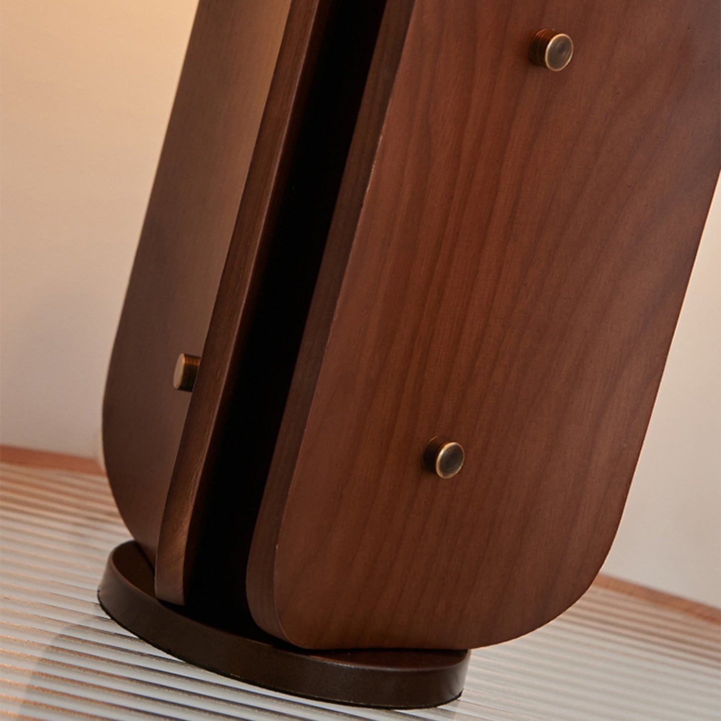 Kubec Table Lamp - Modern Slatted Wood Desk Light | Walnut & Oak Finish