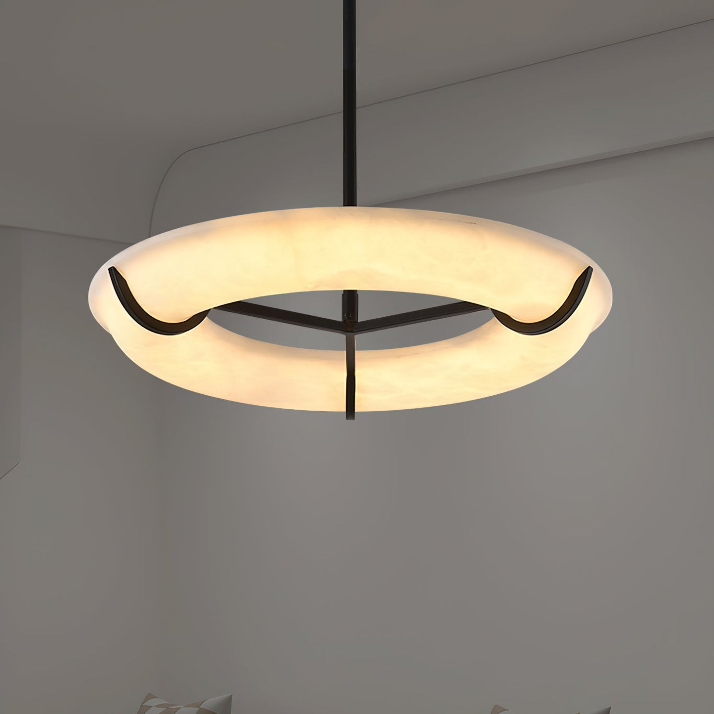 Kuklos Alabaster Chandelier - Luxury Spanish Alabaster & Brass Ring Pendant
