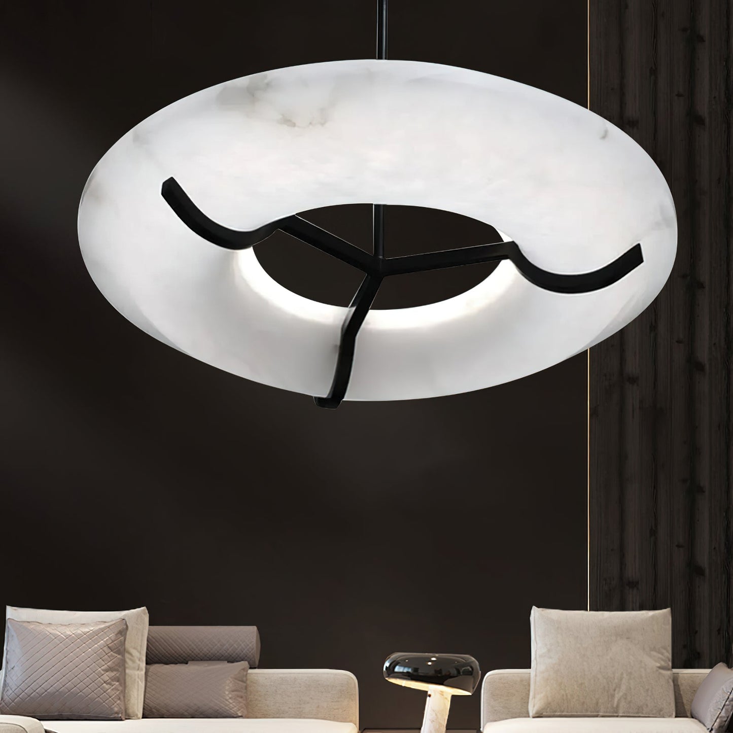 Kuklos Alabaster Chandelier - Luxury Spanish Alabaster & Brass Ring Pendant