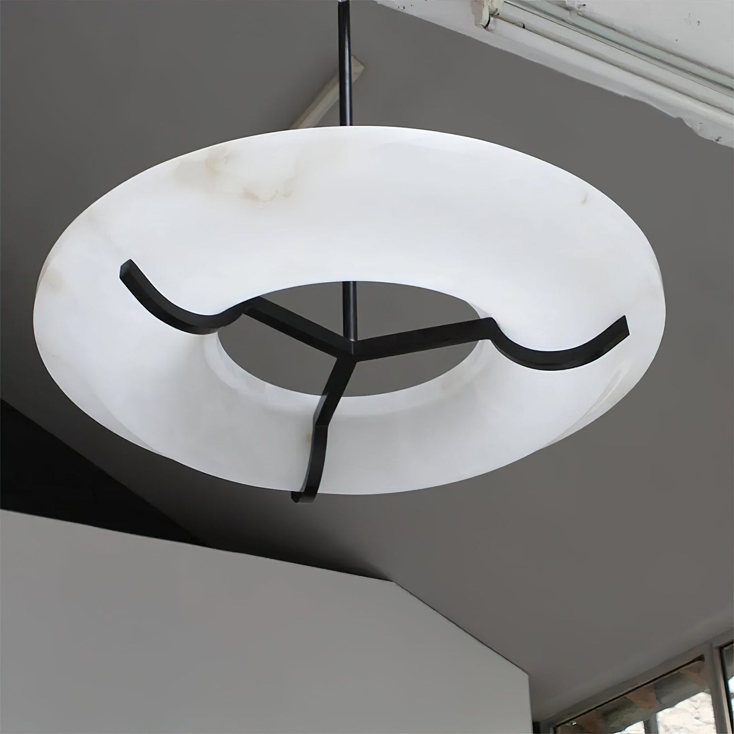 Kuklos Alabaster Chandelier - Luxury Spanish Alabaster & Brass Ring Pendant
