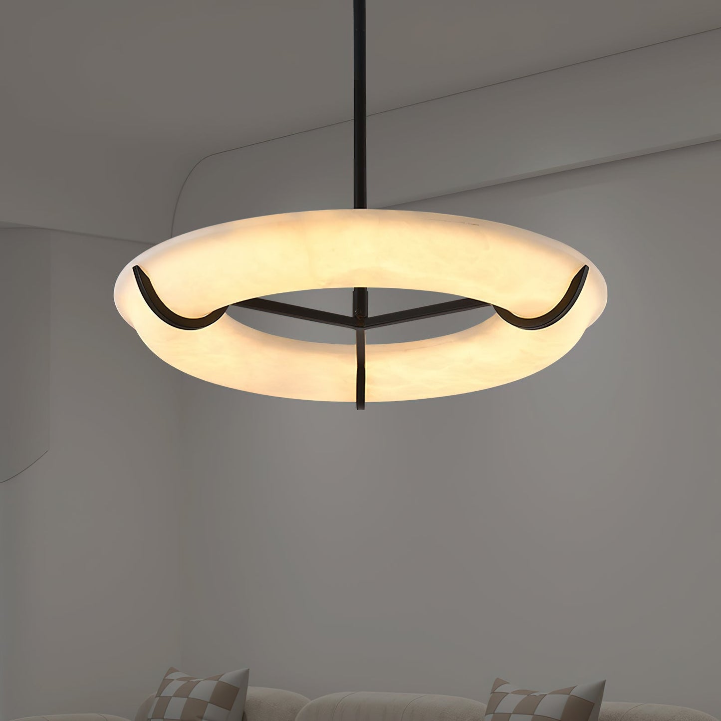 Kuklos Alabaster Chandelier - Luxury Spanish Alabaster & Brass Ring Pendant