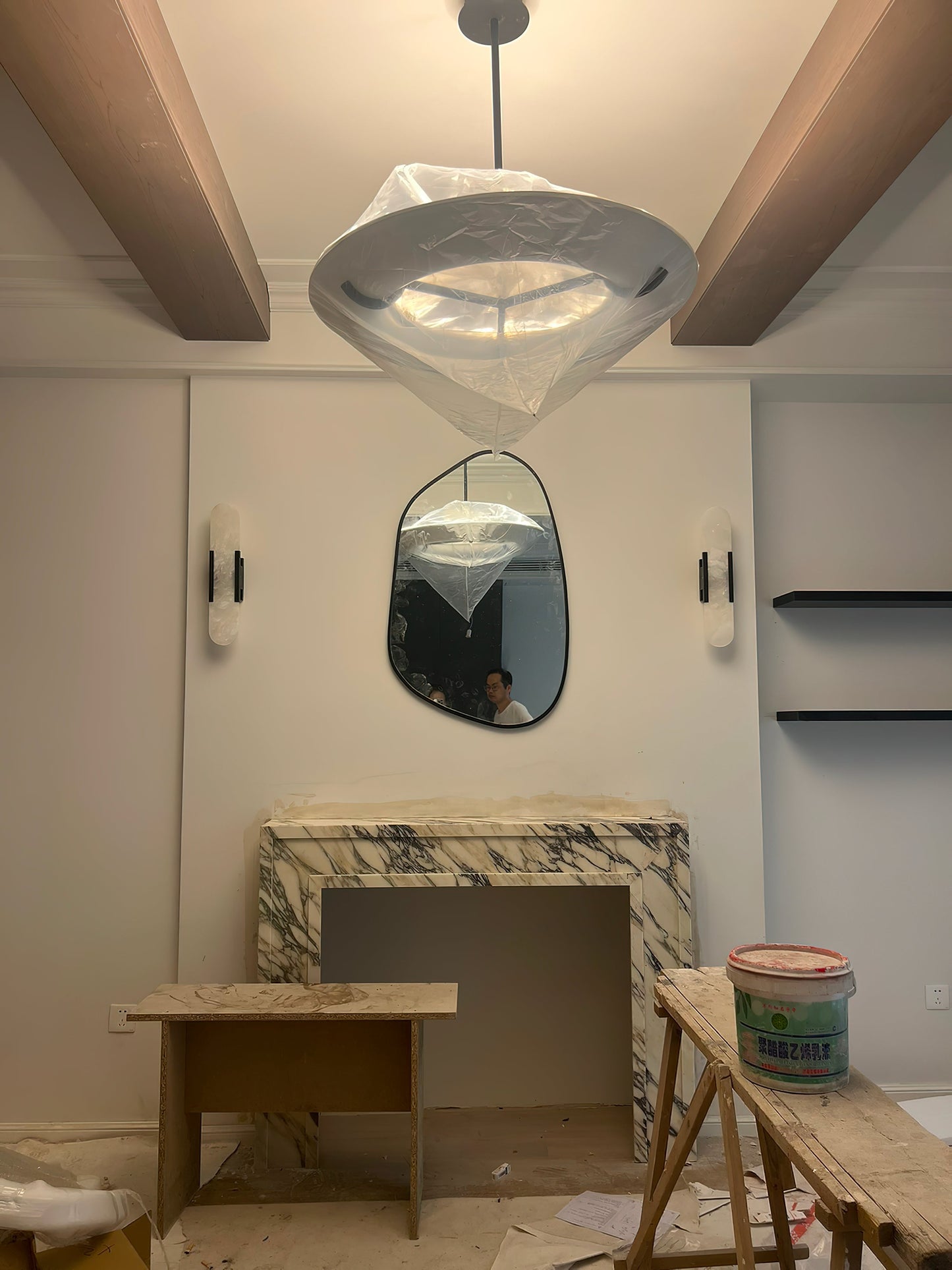 Kuklos Alabaster Chandelier - Luxury Spanish Alabaster & Brass Ring Pendant