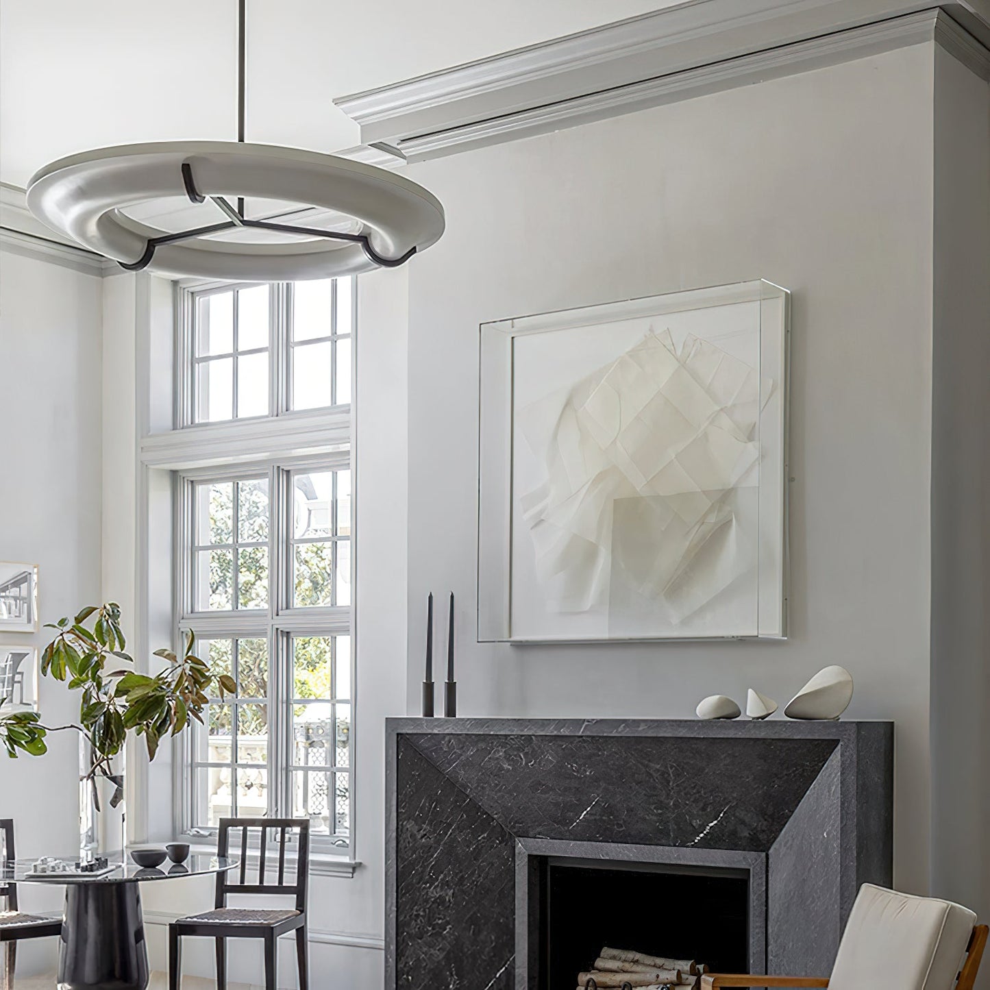 Kuklos Alabaster Chandelier - Luxury Spanish Alabaster & Brass Ring Pendant