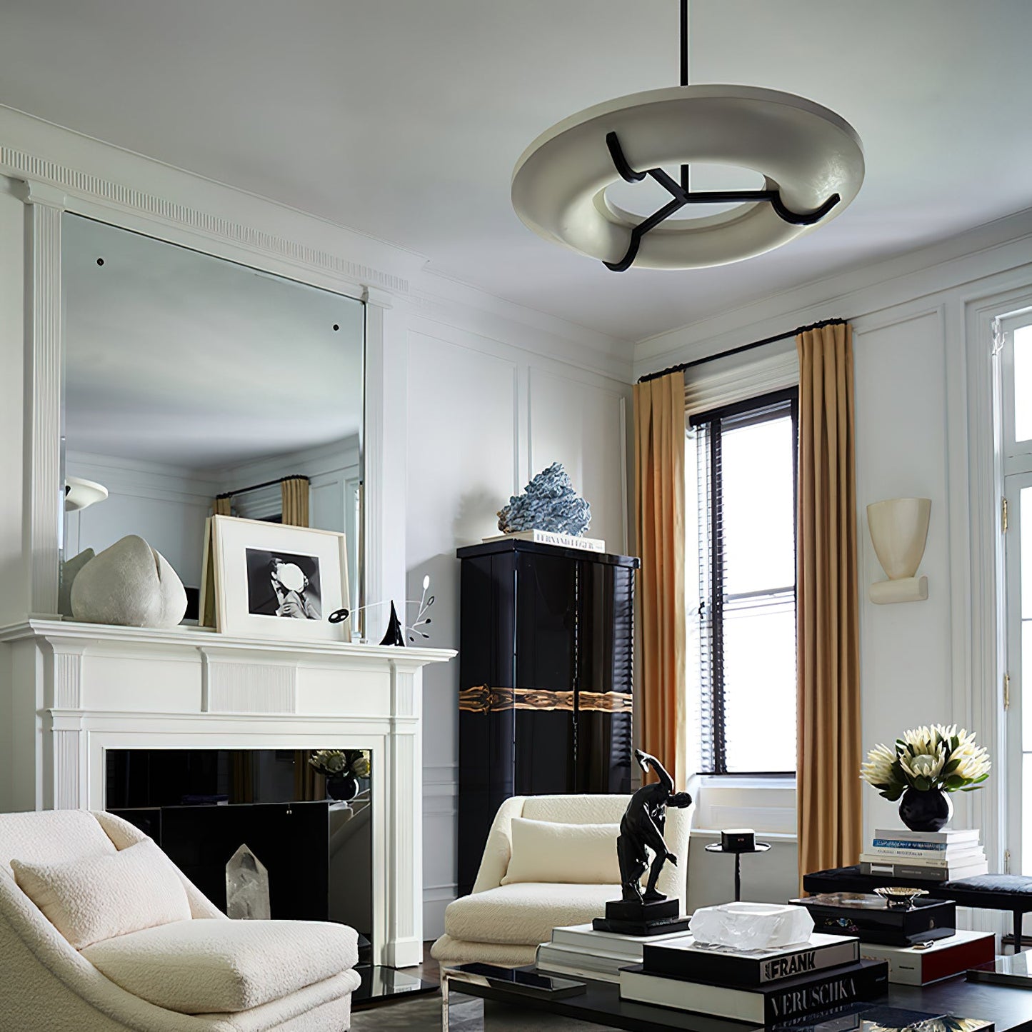 Kuklos Alabaster Chandelier - Luxury Spanish Alabaster & Brass Ring Pendant