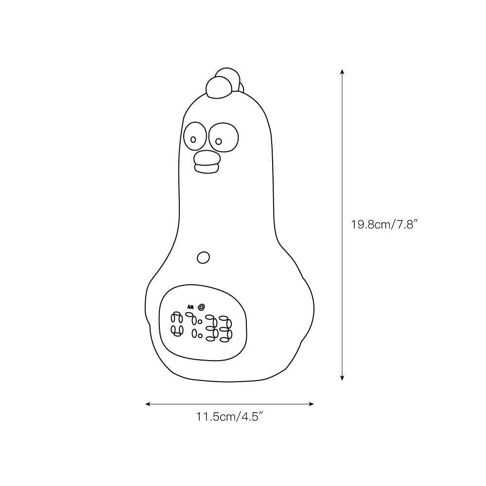 KunFu Chicken Alarm Clock Night Light - Rechargeable Dimmable Kids Night Light with Snooze