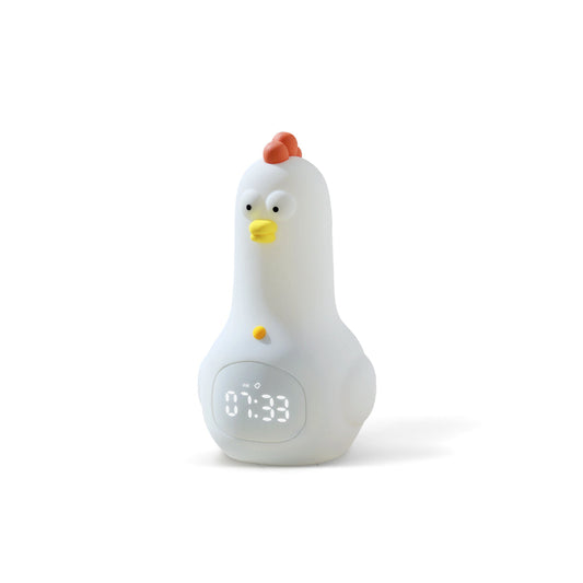 KunFu Chicken Alarm Clock Night Light - Rechargeable Dimmable Kids Night Light with Snooze