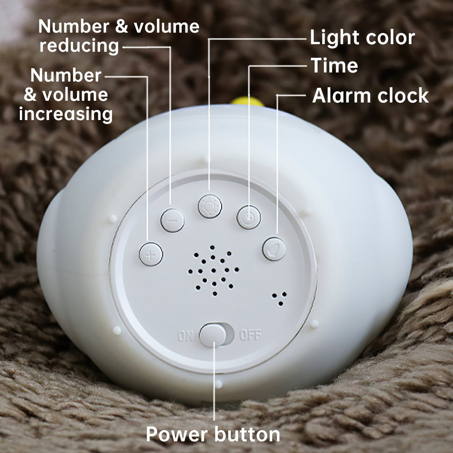 KunFu Chicken Alarm Clock Night Light - Rechargeable Dimmable Kids Night Light with Snooze