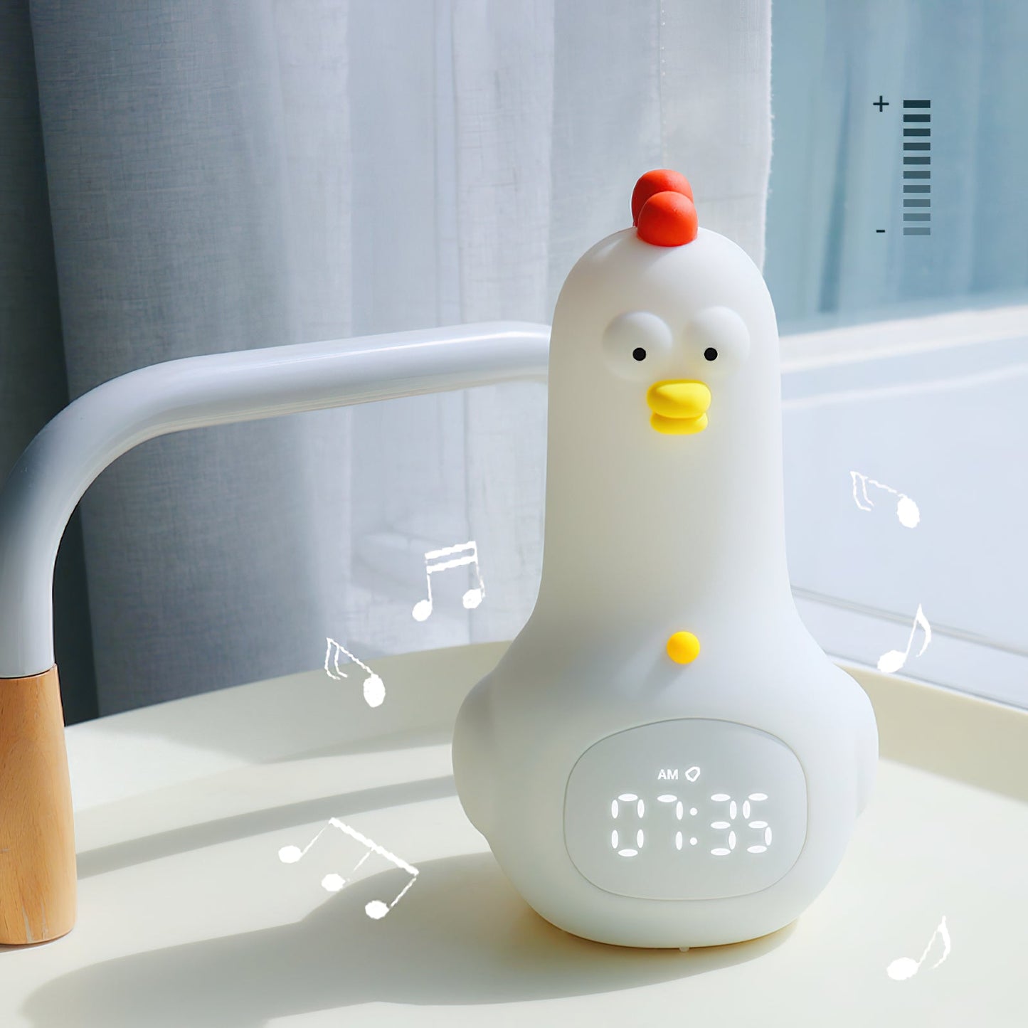 KunFu Chicken Alarm Clock Night Light - Rechargeable Dimmable Kids Night Light with Snooze