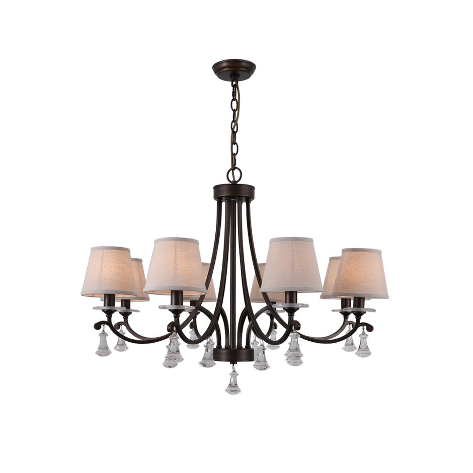 La Pointe Chandelier - Oil-Rubbed Bronze & Tailored Linen Shade Chandelier