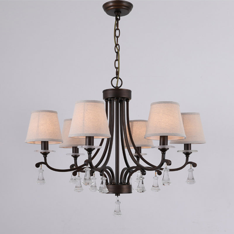 La Pointe Chandelier - Oil-Rubbed Bronze & Tailored Linen Shade Chandelier