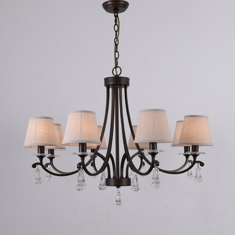 La Pointe Chandelier - Oil-Rubbed Bronze & Tailored Linen Shade Chandelier