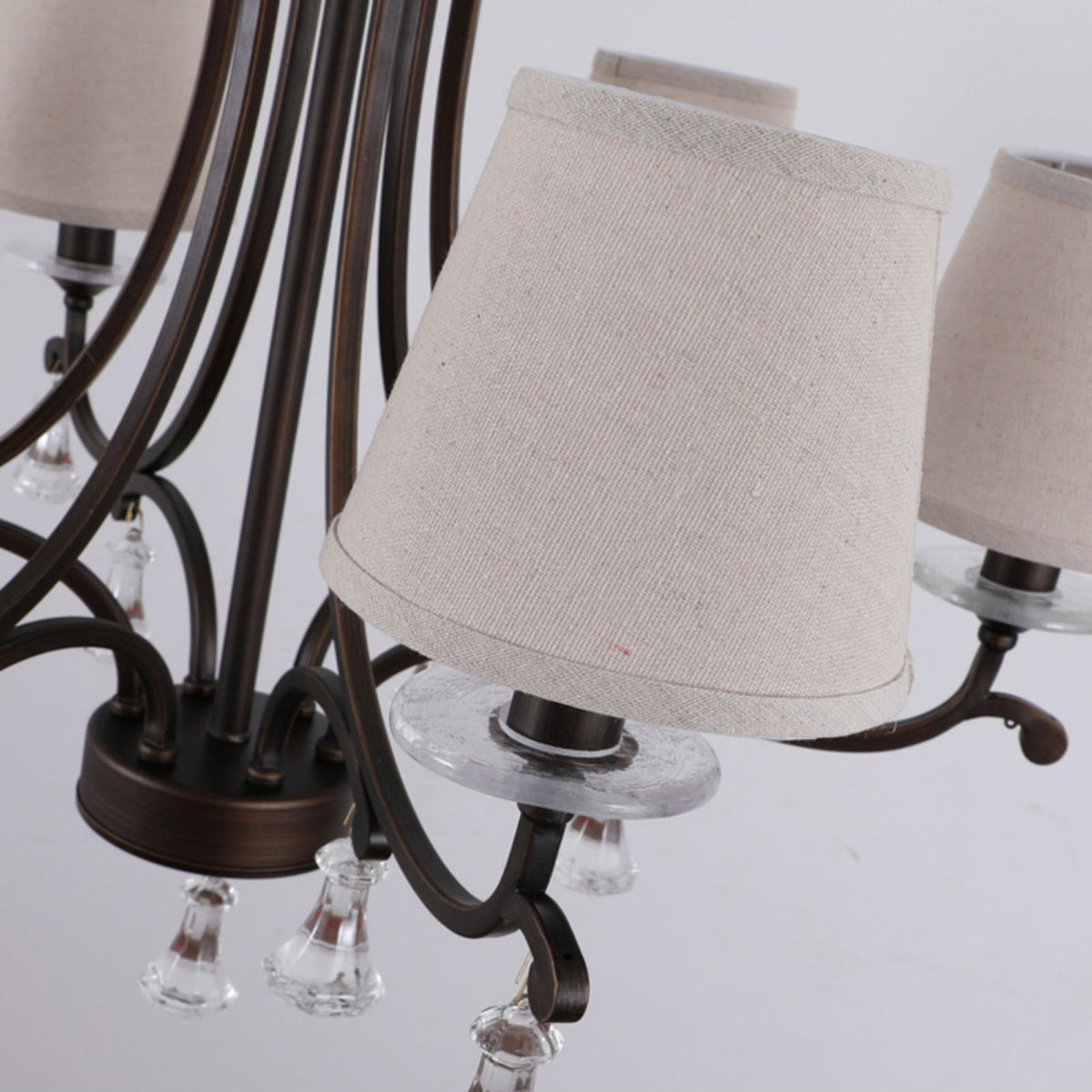 La Pointe Chandelier - Oil-Rubbed Bronze & Tailored Linen Shade Chandelier