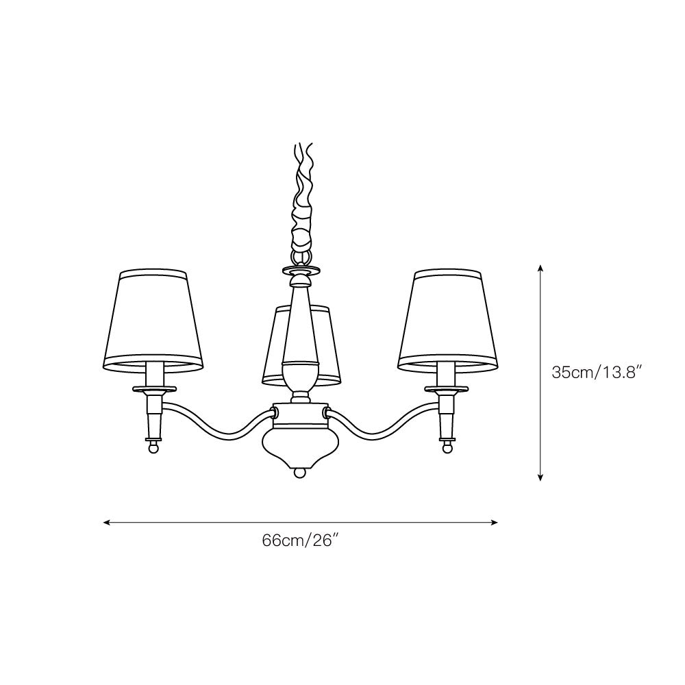 Lanora Chandelier - Dark Brown Brass & Warm Beige Fabric Shade Chandelier