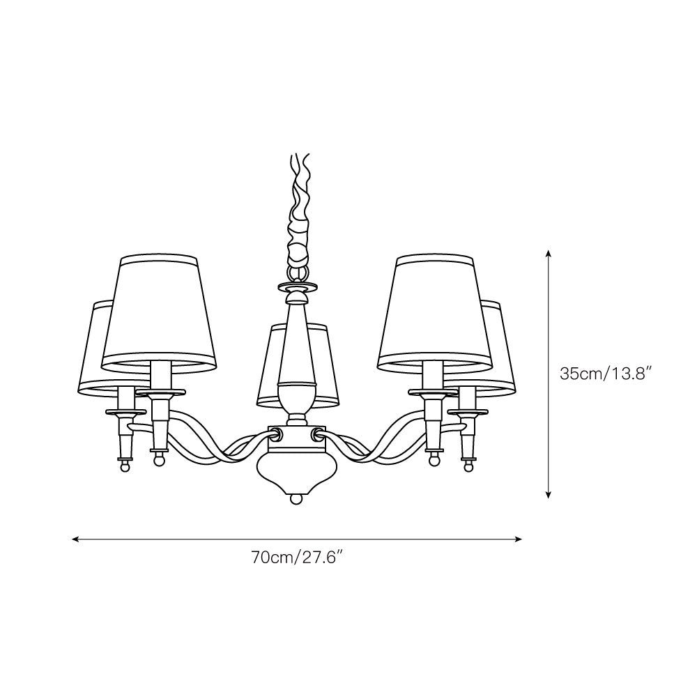 Lanora Chandelier - Dark Brown Brass & Warm Beige Fabric Shade Chandelier