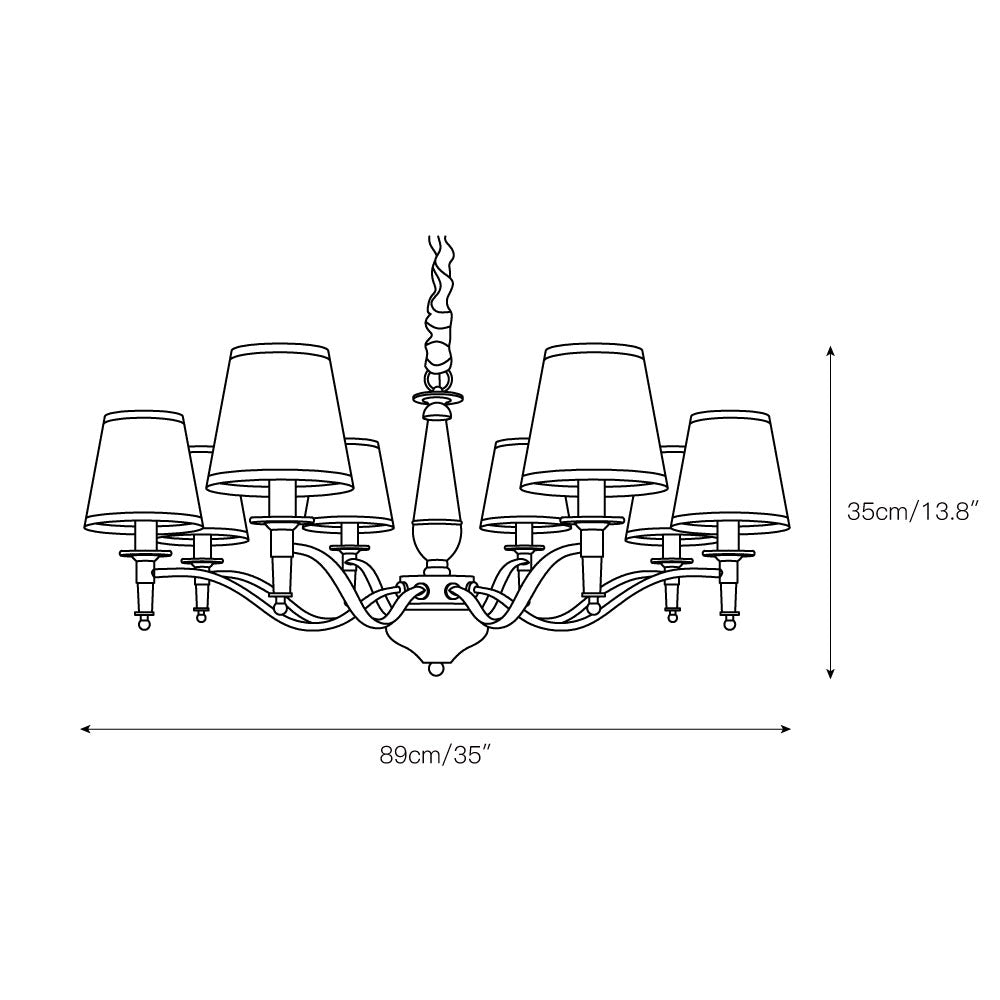 Lanora Chandelier - Dark Brown Brass & Warm Beige Fabric Shade Chandelier