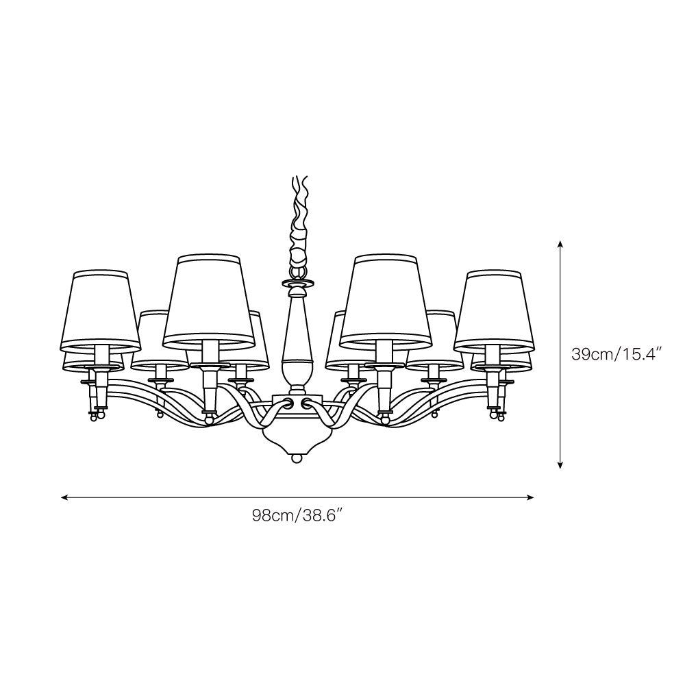 Lanora Chandelier - Dark Brown Brass & Warm Beige Fabric Shade Chandelier