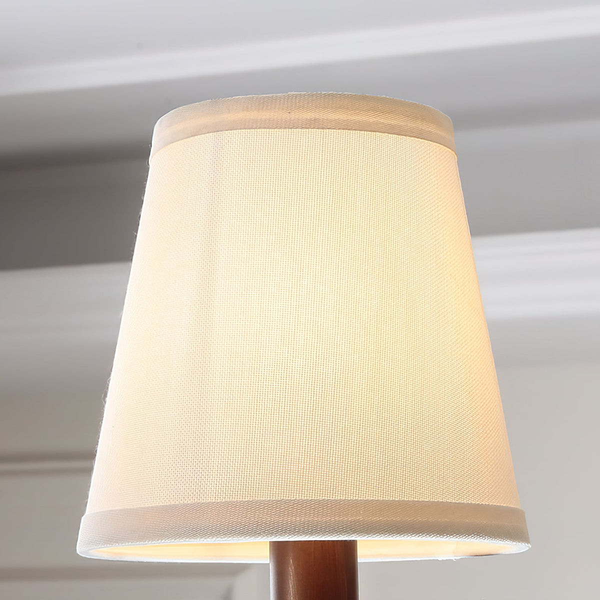 Lanora Chandelier - Dark Brown Brass & Warm Beige Fabric Shade Chandelier
