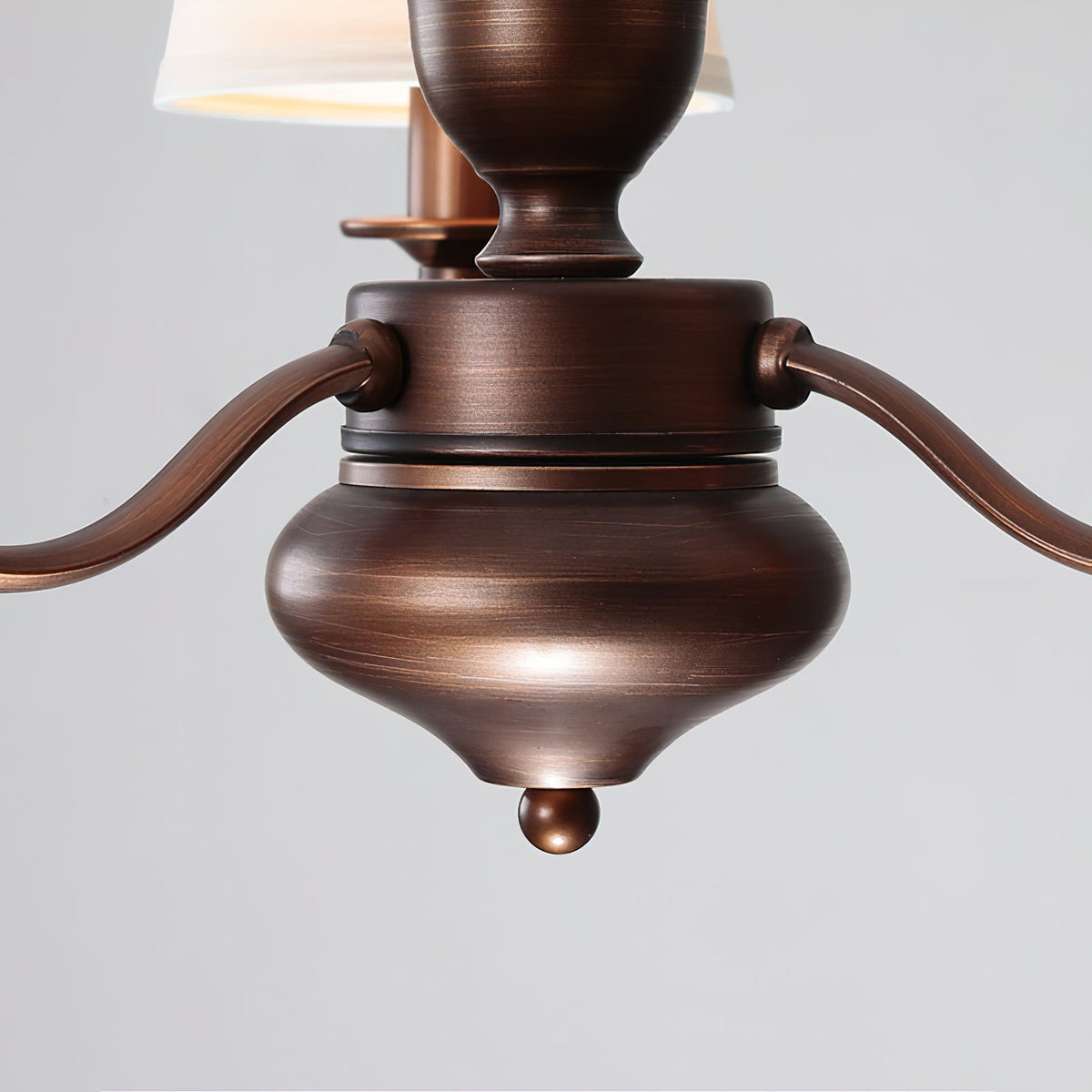 Lanora Chandelier - Dark Brown Brass & Warm Beige Fabric Shade Chandelier