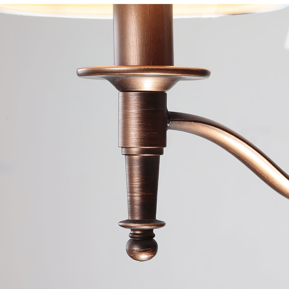 Lanora Chandelier - Dark Brown Brass & Warm Beige Fabric Shade Chandelier