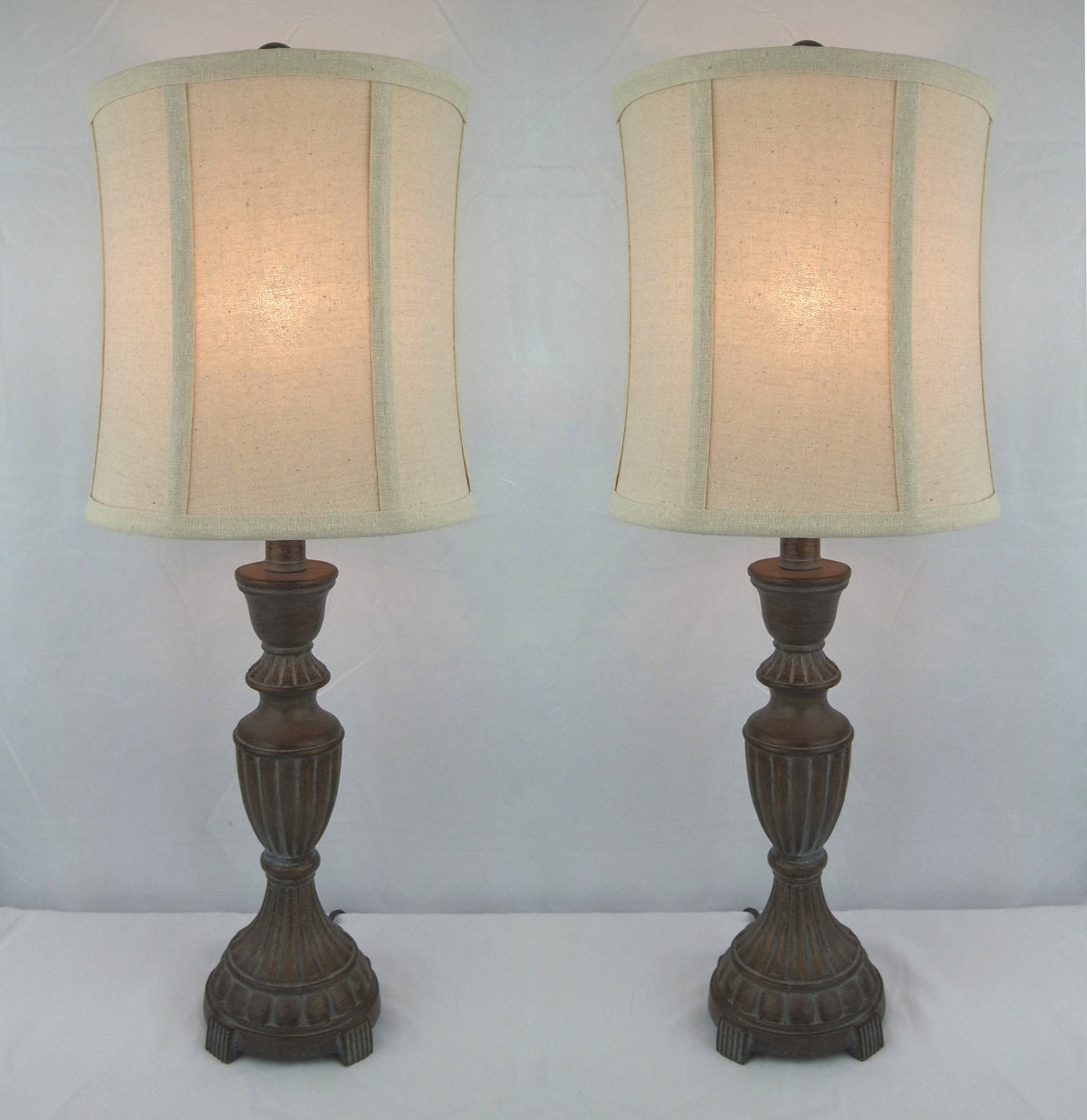 Lansdale Table Lamp - Whitewashed Weathered Wood & Linen Accent Lamp